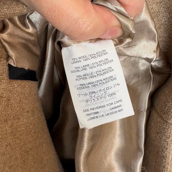 J. Crew Stadium Cloth Nello Gori Wool Camel Full Zip Overcoat Jacket 4 - Picture 7 of 8
